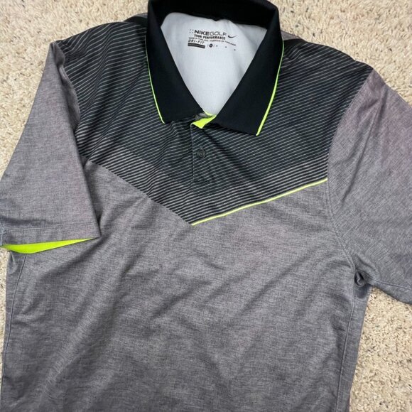 Nike Golf Tour Performance Polo Shirt Adult Mens Medium Gray Green Short Sleeve - Picture 1 of 12